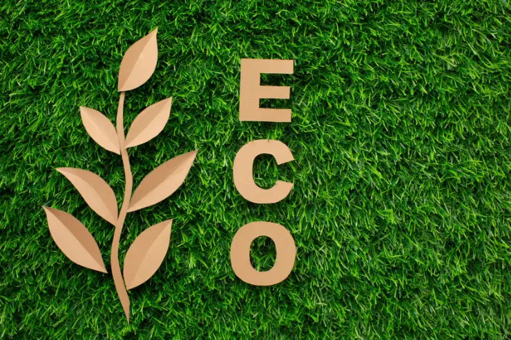 ecologico Letras ECO sobre cesped verde