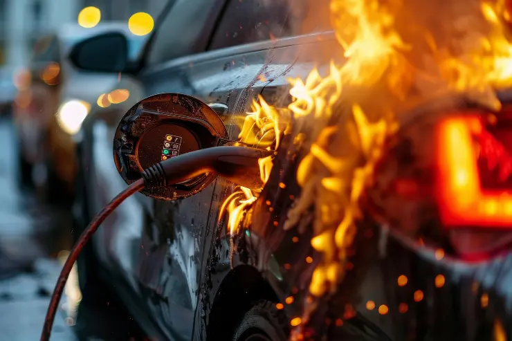 Incendio en un coche eléctrico